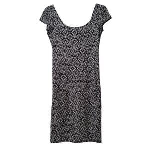 Juniors White and Black Dress Size Small Bodycon Geo Pattern Midi Casual